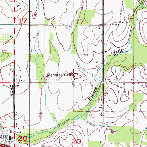Topographic Map of Menefee Cemetery, AL