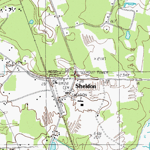 Topographic Map of Sheldon, SC