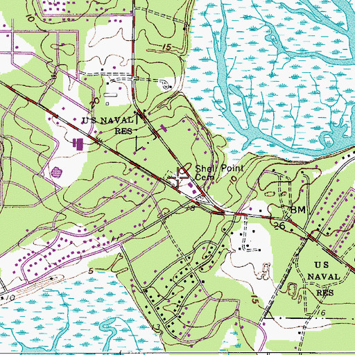 Topographic Map of Shell Point Cemetery, SC