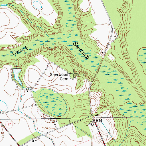 Topographic Map of Sherwood Cemetery, SC