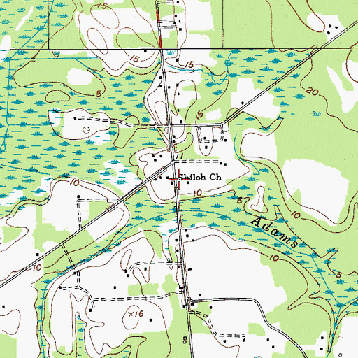 Topographic Map of Shiloh Church, SC