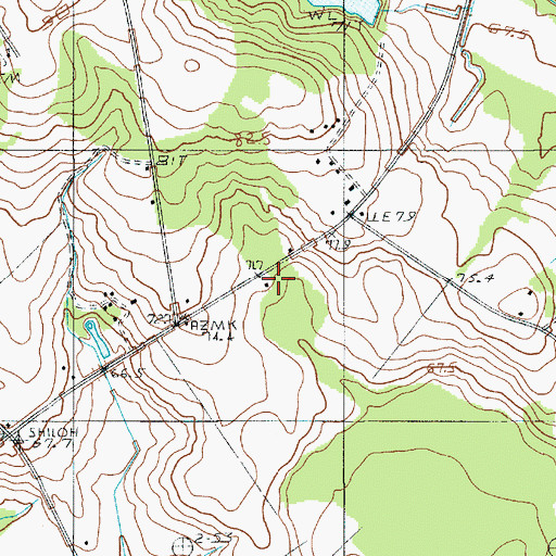 Topographic Map of Shiloh Church, SC
