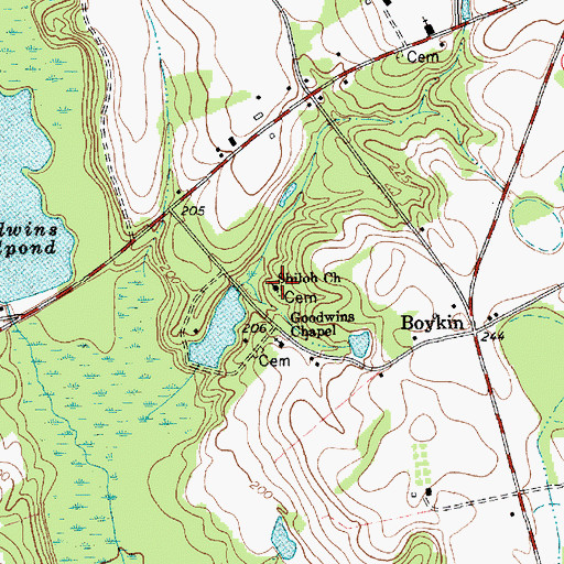 Topographic Map of Shiloh Church, SC