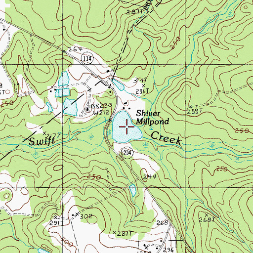Topographic Map of Shiver Millpond, SC