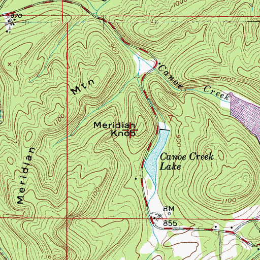 Topographic Map of Meridian Knob, AL