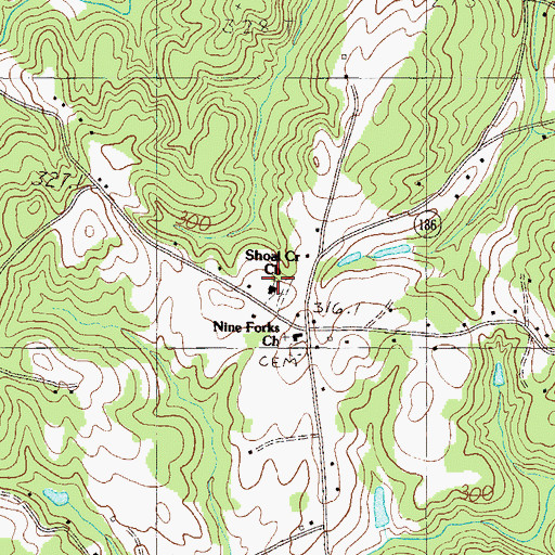 Topographic Map of Shoal Creek Church, SC