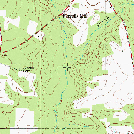 Topographic Map of Shrub Branch, SC
