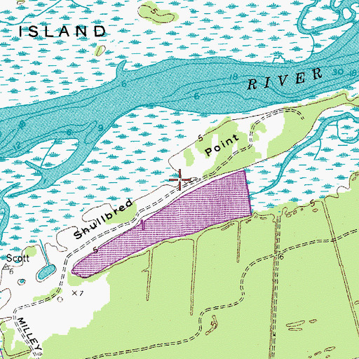 Topographic Map of Shullbred Point, SC