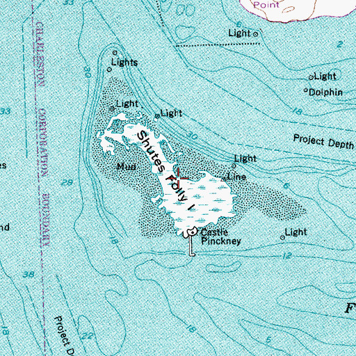 Topographic Map of Shutes Folly Island, SC
