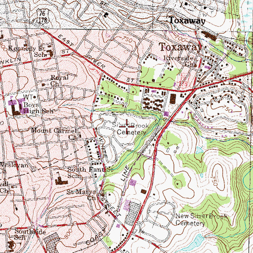 Topographic Map of Silver Brook Cemetery, SC