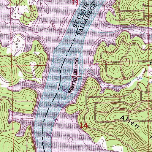 Topographic Map of Merkl Island, AL