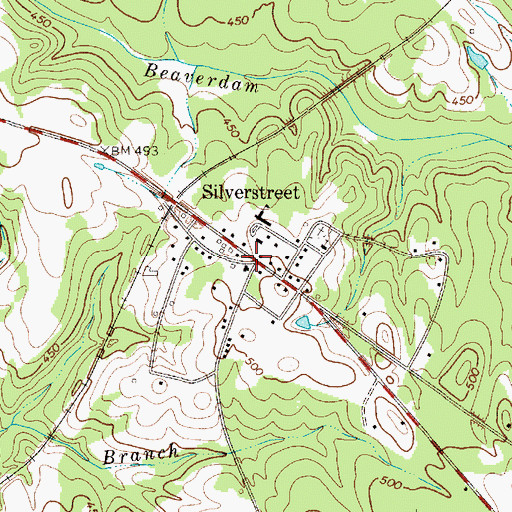 Topographic Map of Silverstreet, SC