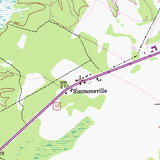 Topographic Map of Simmonsville, SC