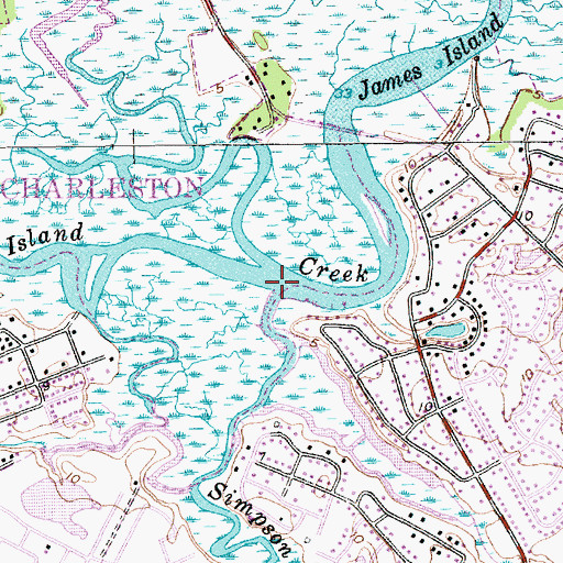 Topographic Map of Simpson Creek, SC