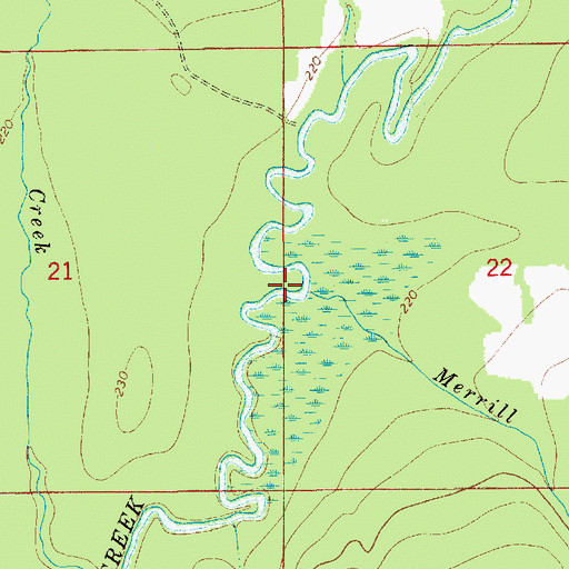 Topographic Map of Merrill Creek, AL