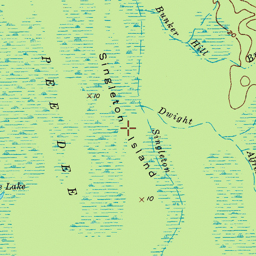 Topographic Map of Singleton Island, SC