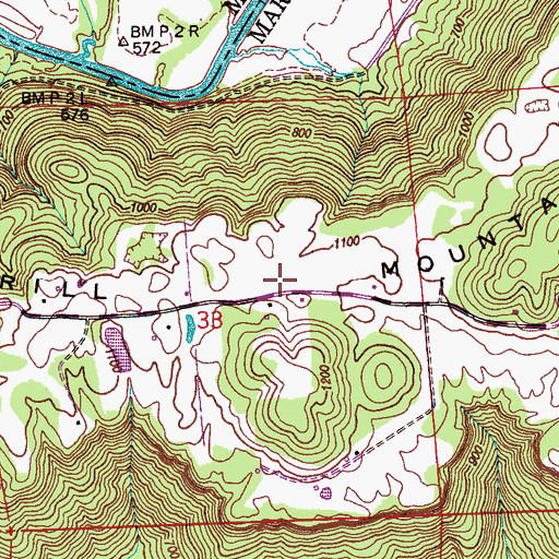 Topographic Map of Merrill Mountain, AL