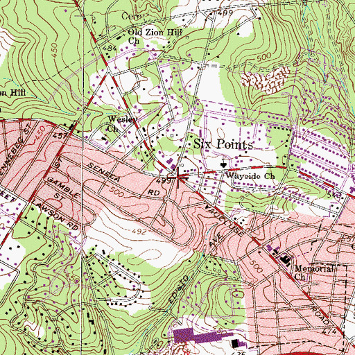 Topographic Map of Six Points, SC