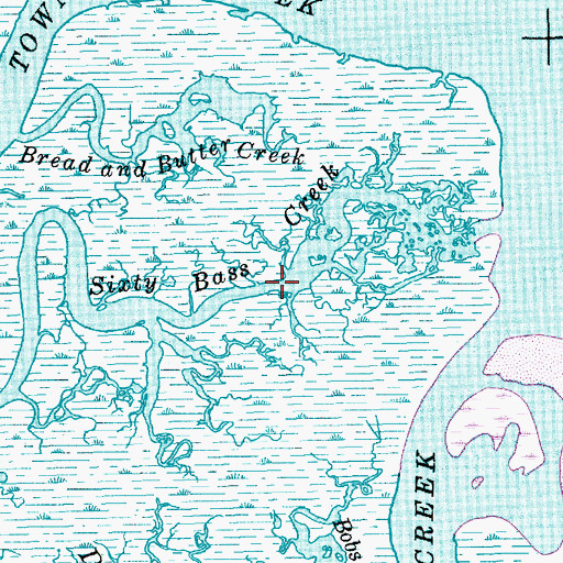 Topographic Map of Sixty Bass Creek, SC