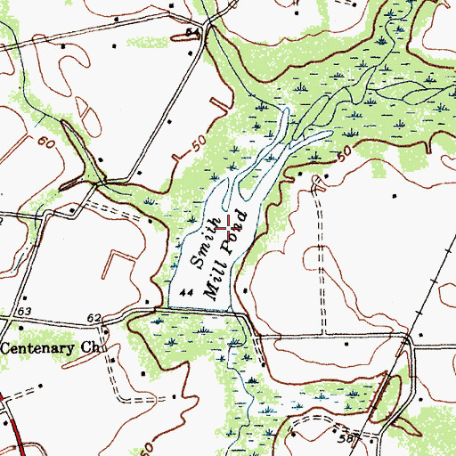 Topographic Map of Smith Mill Pond, SC
