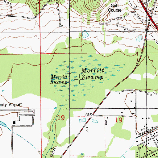 Topographic Map of Merritt Swamp, AL