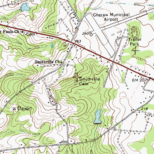 Topographic Map of Smithville Cemetery, SC