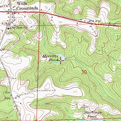 Topographic Map of Merritts Pond, AL
