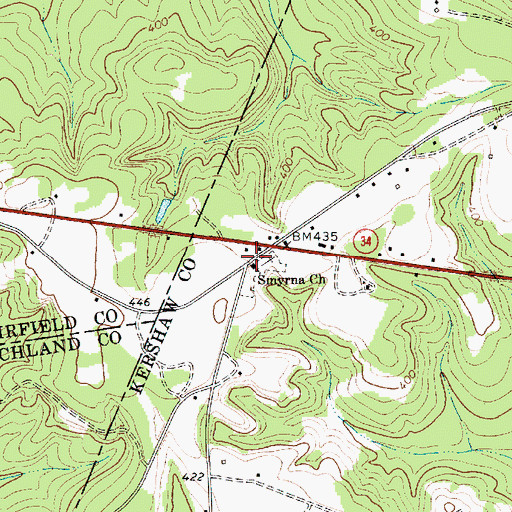 Topographic Map of Smyrna Church, SC