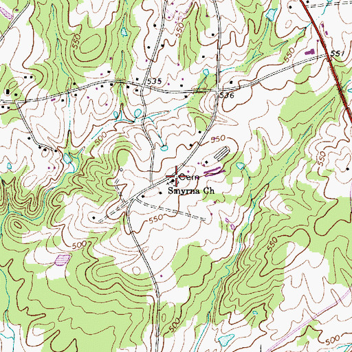 Topographic Map of Smyrna Church, SC