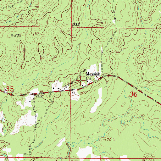 Topographic Map of Messiah Church, AL