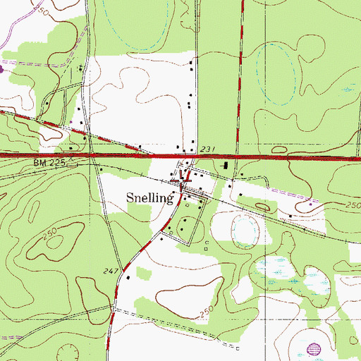 Topographic Map of Snelling, SC