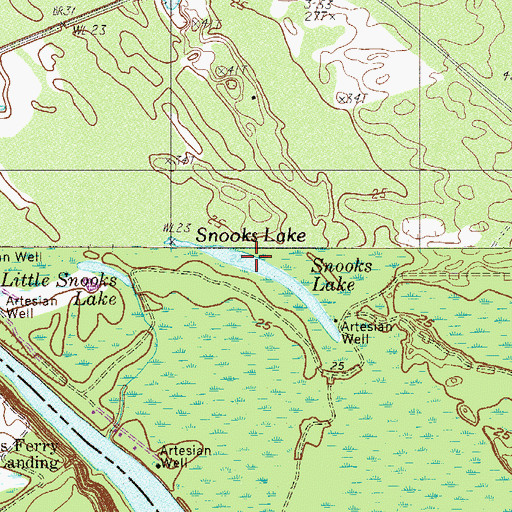 Topographic Map of Snooks Lake, SC