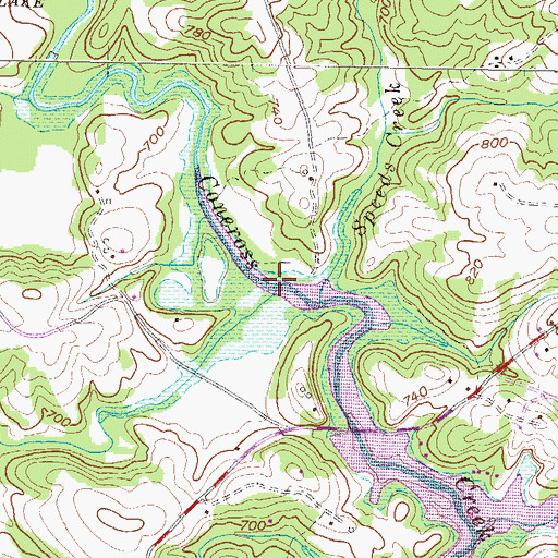 Topographic Map of Snow Creek, SC