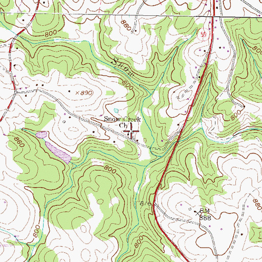 Topographic Map of Snow Creek Church, SC