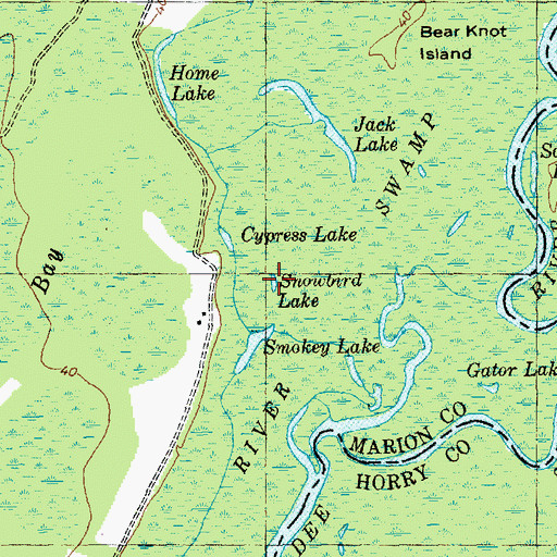 Topographic Map of Snowbird Lake, SC