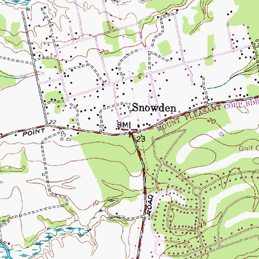 Topographic Map of Snowden, SC