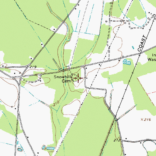 Topographic Map of Snowhill Cemetery, SC