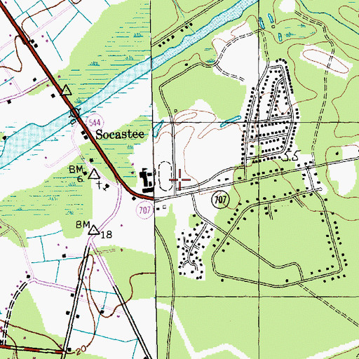 Topographic Map of Socastee, SC