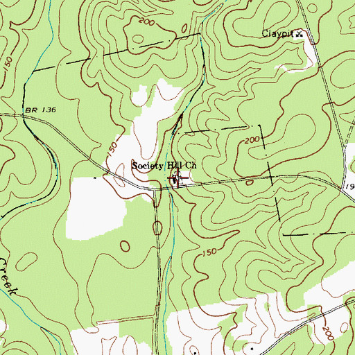 Topographic Map of Society Hill Church, SC