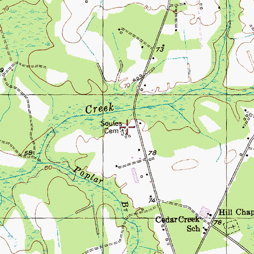 Topographic Map of Soules Cemetery, SC