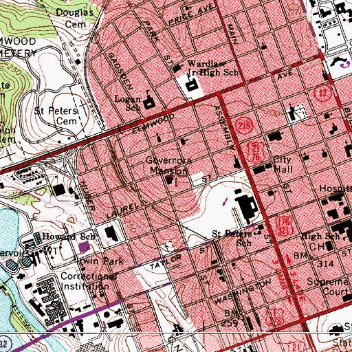 Topographic Map of South Carolina Governors Mansion, SC