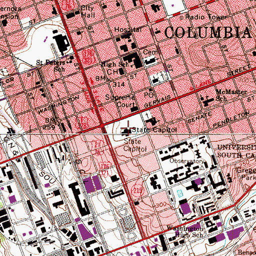 Topographic Map of South Carolina State House, SC