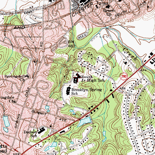 Topographic Map of South Junior High School, SC
