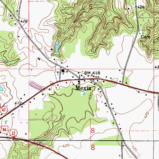 Topographic Map of Mexia, AL