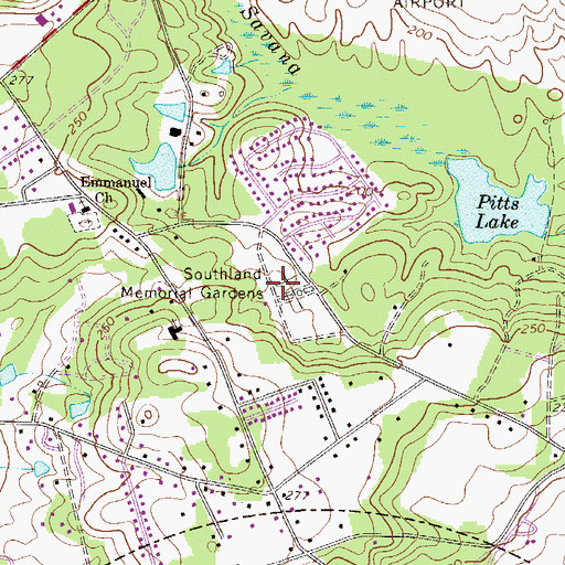 Topographic Map of Southland Memorial Gardens, SC