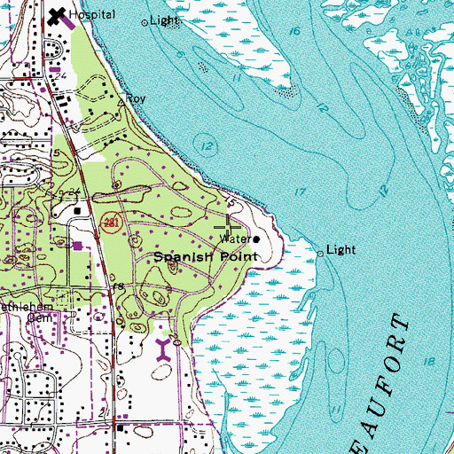 Topographic Map of Spanish Point, SC