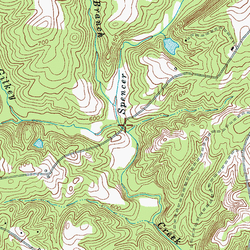 Topographic Map of Spencer Branch, SC