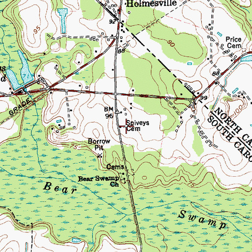 Topographic Map of Spiveys Cemetery, SC