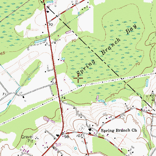 Topographic Map of Spring Branch Bay, SC
