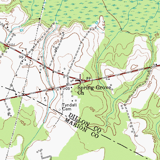 Topographic Map of Spring Grove Church, SC